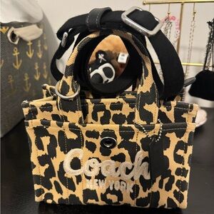 Coach Tan and Black Leopard Print Tote
